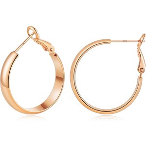 14K Gold Plated Hoop Earrings for Women, with 925 Sterling Silver Post, Hypoallergenic Lightweight - 1 of 4
