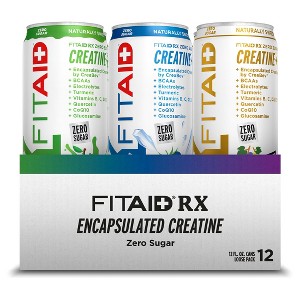 FITAID RX Zero Sugar, Creapure Encapsulated Creatine, Workout Recovery Drink, Variety Pack, 12 Fl Oz (Pack of 12) - 1 of 4