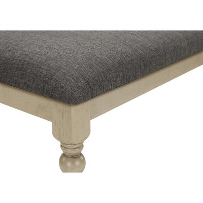 Antique Gray 48" Upholstered Wood Bench with Turned Legs