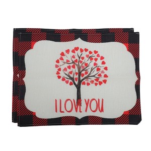 Unique Bargains Christmas Place Mats Linen Red Black White 13 " x 17.7 " 2 Pcs - 1 of 4