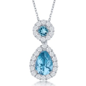 Bella Silver Sterling Silver, White Topaz & Gem Pendent  - Blue Topaz - Blue - 16+2 Inch - 1 of 2