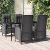 vidaXL 5 Piece Patio Dining Set with Cushions Black and Gray Poly Rattan - 63" Table Length 4x Chair + Table - 2 of 4