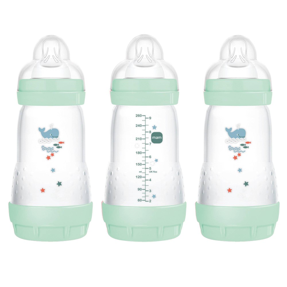 MAM Easy Start Anti-Colic Baby Bottle - Mint - 9oz/3pk