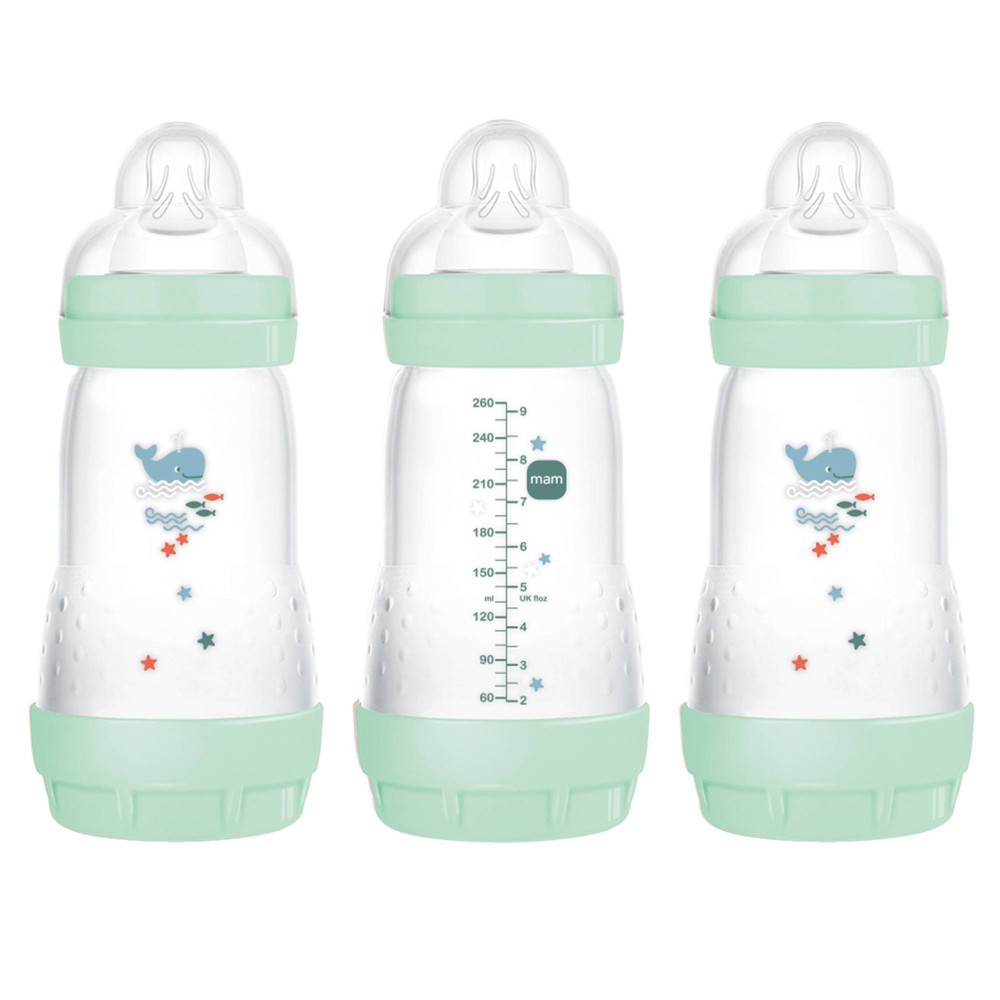 Photos - Baby Bottle / Sippy Cup MAM Boys' Anti-Colic Bottle - 9oz/3ct 