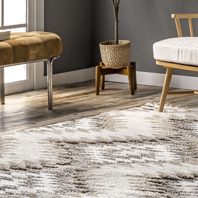 Beige Braided Spot Shag Synthetic 4' x 6' Area Rug