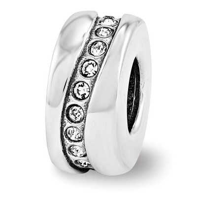 Black Bow Jewelry Sterling Silver with White Crystals Meandering Spacer Bead Charm