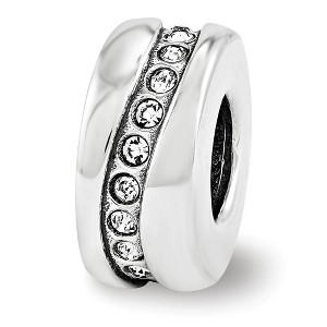 Black Bow Jewelry Sterling Silver with White Crystals Meandering Spacer Bead Charm - 1 of 3