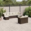 vidaXL 9 Piece Patio Sofa Set with Cushions - Brown and Cream Without Table - 2 of 4