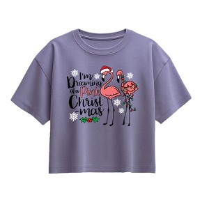 Girls' - Instant Message - Im Dreaming Of A Pink Christmas Short Sleeve Boxy Graphic T-Shirt - 1 of 2