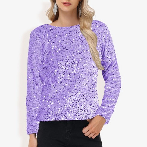 Purple sequin blouse sales