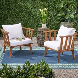 VYNXARIA Set of 2 Outdoor Acacia Wood Club Chairs - Stylish Deep Seating for Any Space - 1 of 4