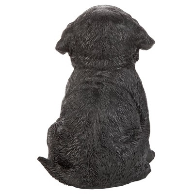 Black Resin Labrador Puppy Dog Statue, 5"