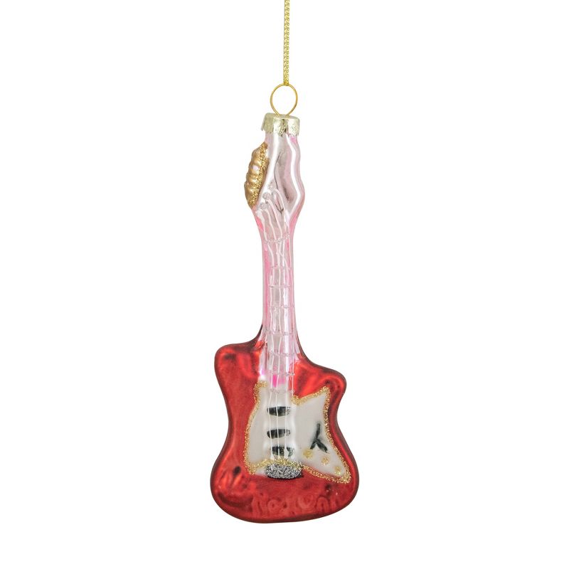 Northlight 6" Red and Silver Glass Bass Guitar Christmas Ornament, 1 of 6
