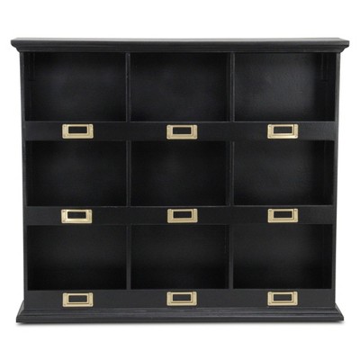 Cheung's Cheungs Dael Wooden 9 Cubby Wall Shelf - Black FP-4120BK