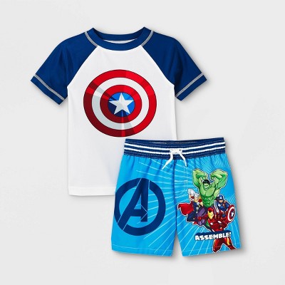 Toddler Boys' Avengers Rash Guard Set - Blue