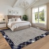 Modern Checkered Bordered Area Rug Machine Washable Rug Low Pile Throw Carpet Non Slip Non Shedding Floor Cover - 3 of 4