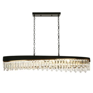 LNC Zephyrine 10-Lights 47" Modern Luxury Rectangle Crystal Chandelier, Gold and Black - 1 of 4