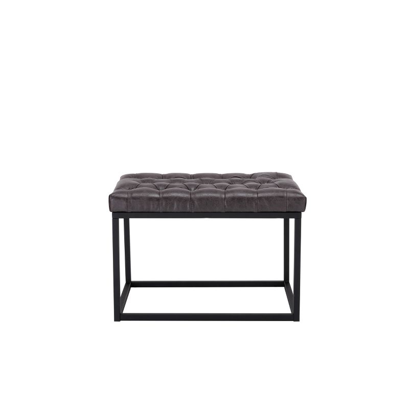 24" Button Tufted Metal Ottoman - WOVENBYRD, 4 of 10