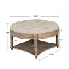31" Round Tufted Ottoman Coffee Table with Lift-Top Hidden Storage,2-Tier Waterproof Linen Ottoman for Living Room-Baofuwish - 4 of 4