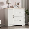 43.3'' Armoire Wardrobe Closet with 4 Drawers and Hanging Rod, Multifunctional Wood 4 Drawers Dresser with Storage Closet, for Home - 3 of 4