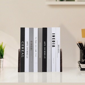 ACEPANO Small Set of 2 Heavy-Duty Non-Slip Wooden Decorative Bookends-Walnut - 1 of 4