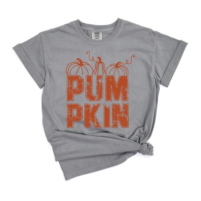 Simply Sage Market Women's Pumpkin Distressed Short Sleeve Garment Dyed Tee