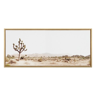 Bright Gold Framed Joshua Tree Desert Landscape Canvas Art, 18x40