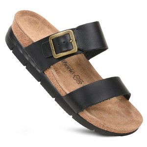 Aerothotic - Florence Genuine Leather Wedge Platform Slide Sandals Slip On - 1 of 3