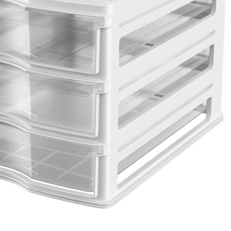 Life Story 3 Drawer Stackable Shelf Organizer Plastic Storage Drawers for Bathroom Storage, Make Up, Or Pantry Organization, White, 4 of 7