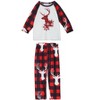 cheibear Christmas Deer Long Sleeve Tee and Plaid Pants Loungewear Family Pajama Sets - 2 of 4