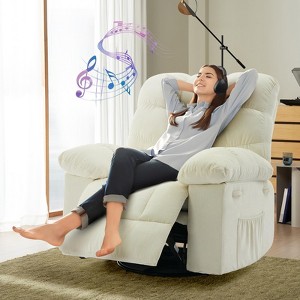 Rocking Recliner Chair,360° Swivel Rocker Chair, Upholstered Fabric Glider Nursery Chair with Side Pockets , q235 Steel Frame Lazy Boy Sofa - 1 of 4