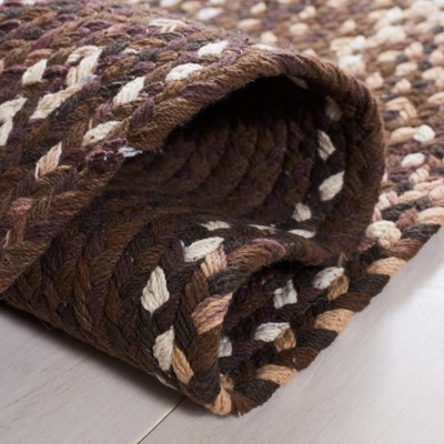 Handwoven Brown and Ivory Cotton Oval Rug 6' x 9'