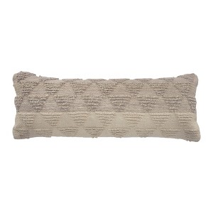HomeRoots 14" X 36" Natural and Gray Geometric Cotton Lumbar Throw Pillow - 1 of 4