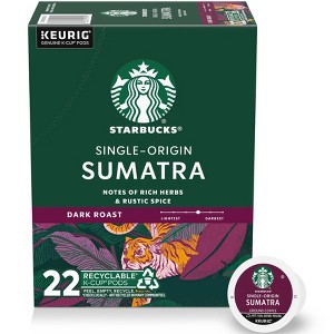 Starbucks Sumatra Single Origin Dark Roast Keurig K-Cup Coffee Pods - 22ct - 1 of 4