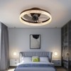 20" Brown Ceiling Fan with LED Light Modern Flush Mount Fan with Crystal Ring Design - 4 of 4