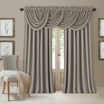 Elegant Gray Polyester Waterfall Rod Pocket Valance