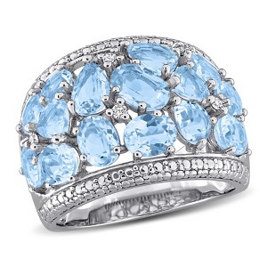 EVERLY JEWELRY | Sterling Silver 0.07 CT TW Diamond And 5 1/2 CT TGW Sky Blue Topaz Fashion Ring - 1 of 4