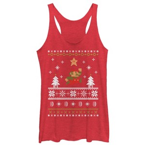 Women's Nintendo Ugly Christmas Mario Racerback Tank Top - 1 of 3