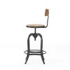 Adjustable Height Swivel Barstool with Firwood Seat and Iron Frame, Industrial Modern Design - 4 of 4