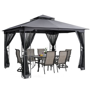 HAPPATIO Patio Gazebo with Ventilation Double Roof，Outdoor Soft Top Gazebo with Mosquito Netting for Lawn, Garden - 1 of 4