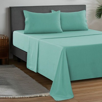 Microfiber Sheets Set 4 Piece Solid Sheet Set Deep Pocket Bed Sheets Plain Bedding with Pillowcases  - Lux Decor Collection