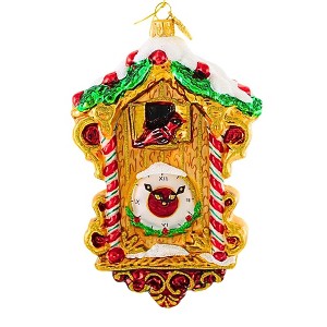 Huras Family 5.5 Inch Grandma's Great Cuckoo Clock Cardinal Time Peppermint Tree Ornaments - 1 of 4