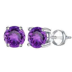 Turandoss Birthstone Stud Earrings for Women - S925 Sterling Silver Flat Back Cartilage Earring Set for Multiple Piercing, Christmas Gifts for Women - 1 of 4