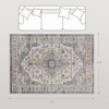 Vintage Area Rug, Machine Washable Non-Slip Carpet for Living Room, Bedroom, Dining Room, Brown and Light Blue - 3 of 4