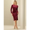 Hobemty Women's Cut Out Crew Neck Long Sleeve Velvet Party Sheath Dresses - 2 of 4