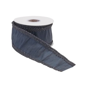 Dark Grey Glitter Wired Ribbon (Set of 2) - 1 of 3