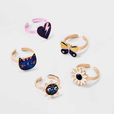 Girls&#39; 5pk Mood Ring Set - Cat &#38; Jack&#8482;