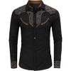 Men's Western Shirts Long Sleeve Slim Fit Embroideres Cowboy Shirts Casual Button Down Shirt - 2 of 4