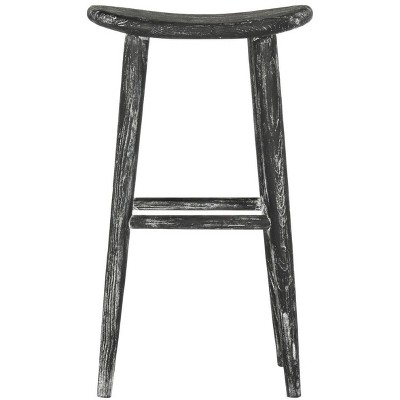 Colton Wood Bar Stool - BST1001 - Black/White Wash/Sungkai Wood - Safavieh
