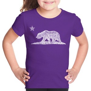 LA Pop Art Girl's Word Art T-shirt - California Bear - 1 of 4